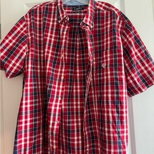 Chaps Men's Red and Blue Checkered Button Down Shirt Size XXL